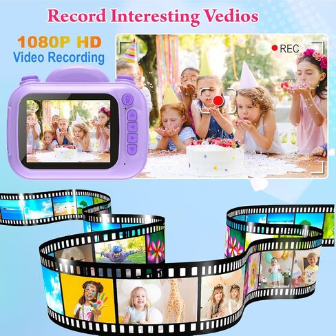 Kids Camera Instant Print, 3.5'' Kids Digital Camera Instant with 1080P HD Photos & Videos, Christmas Birthday Gifts for Girls Boys Age 3-12 (Purple) in Saudi Arabia