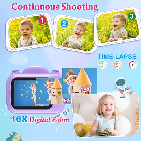 Kids Camera Instant Print, 3.5'' Kids Digital Camera Instant with 1080P HD Photos & Videos, Christmas Birthday Gifts for Girls Boys Age 3-12 (Purple) in Saudi Arabia