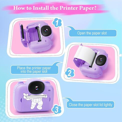 Kids Camera Instant Print, 3.5'' Kids Digital Camera Instant with 1080P HD Photos & Videos, Christmas Birthday Gifts for Girls Boys Age 3-12 (Purple) in Saudi Arabia