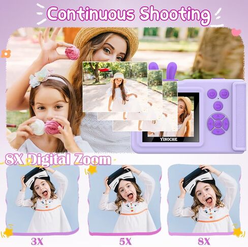 Kids Camera Instant Print,1080P Instant Camera Toddler Camera for Kids that Print Photos, Christmas Birthday Gifts for Girls, Digital Camera Toy for 3 4 5 6 7 8 9 10 Year Old Boys SD Card (Purple) in Saudi Arabia