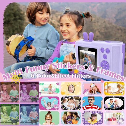 Kids Camera Instant Print,1080P Instant Camera Toddler Camera for Kids that Print Photos, Christmas Birthday Gifts for Girls, Digital Camera Toy for 3 4 5 6 7 8 9 10 Year Old Boys SD Card (Purple) in Saudi Arabia