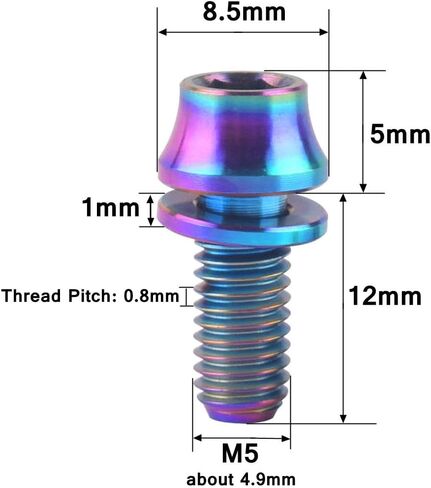 M5x12mm Titanium Bolts with Washers for Bicycle Water Bottle Cage Hex Ti Screws, Quantity 4Pcs (Blue) in Saudi Arabia