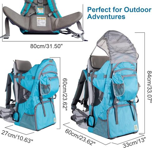 Baby Backpack Carrier, Safe Toddler Hiking Backpack Carrier Camping Child Carriers with Rain Cover Child Kid Sun Shade Large Storage Insulated Pocket, Adjustable Padded Child Seat in Saudi Arabia