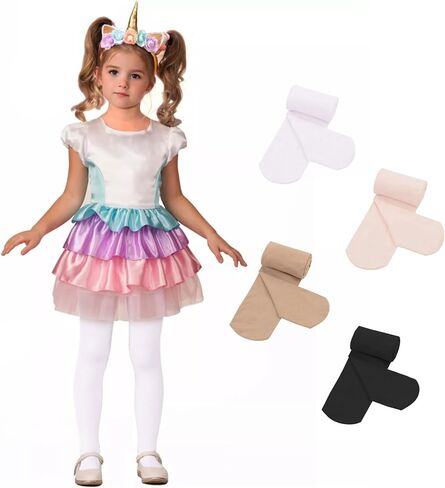 Zando 4 Pairs Tights for Girls Ultra Soft Velvet Dance Tights for Girls Ballet Gymnastics School Uniform 1-14 Years in Saudi Arabia