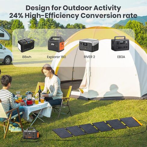 60W Foldable Solar Panel, Portable Solar Charger with USB-C PD3.0 / USB-A QC3.0 / DC 20-28V Port, IP67 Waterproof Solar Panel Kit for RV Camping Backpacking Compatible with Phone Tablet Power Station in Kuwait