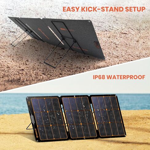 FlexSolar 60W Portable Solar Panel with QC3.0 USB-A/PD USB-C/DC Outputs IP67 Waterproof High Efficiency Monocrystalline Portable Charger for Power Station Generator Cellphone Tablet Battery RV Trip in Saudi Arabia