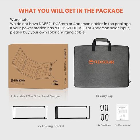 FlexSolar 60W Portable Solar Panel with QC3.0 USB-A/PD USB-C/DC Outputs IP67 Waterproof High Efficiency Monocrystalline Portable Charger for Power Station Generator Cellphone Tablet Battery RV Trip in Saudi Arabia