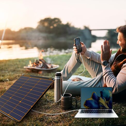 FlexSolar 60W Portable Solar Panel with QC3.0 USB-A/PD USB-C/DC Outputs IP67 Waterproof High Efficiency Monocrystalline Portable Charger for Power Station Generator Cellphone Tablet Battery RV Trip in Saudi Arabia