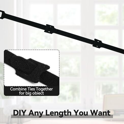90 PCS 6 Inches Reusable Cable Ties, Adjustable Cord Straps, Cable Organizer, Cord Wrap and Hook Loop Cords Management - Black in Saudi Arabia