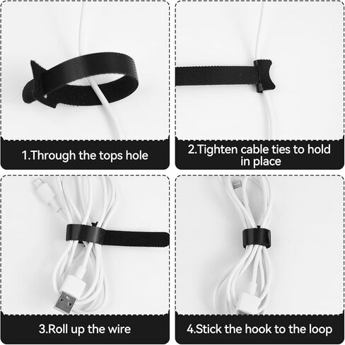 90 PCS 6 Inches Reusable Cable Ties, Adjustable Cord Straps, Cable Organizer, Cord Wrap and Hook Loop Cords Management - Black in Saudi Arabia