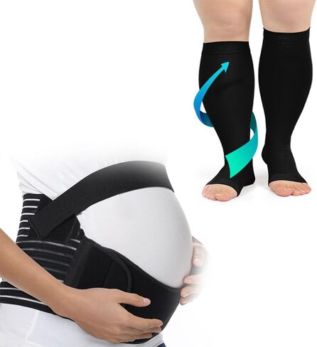 حزام دعم الأمومة من FITTOO مقاس 7X-Large 20-30mmHg جوارب ضغط متدرجة مفتوحة عند الأصابع in Kuwait