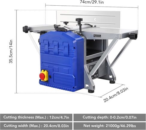 Power Benchtop Planer, 1250W Powerful Benchtop Planer with Low Noise for both Hard & Soft Wood Planing & Thicknessing in Saudi Arabia