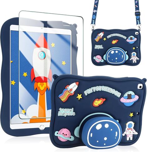 Coolden for iPad 9th/8th/7th Generation Case for Kids iPad 10.2 Case with Screen Protector Shoulder Strap Kickstand Cute Astronaut Heavy Duty Protective Cover for iPad Case 9th Generation 10.2 Inch in Kuwait