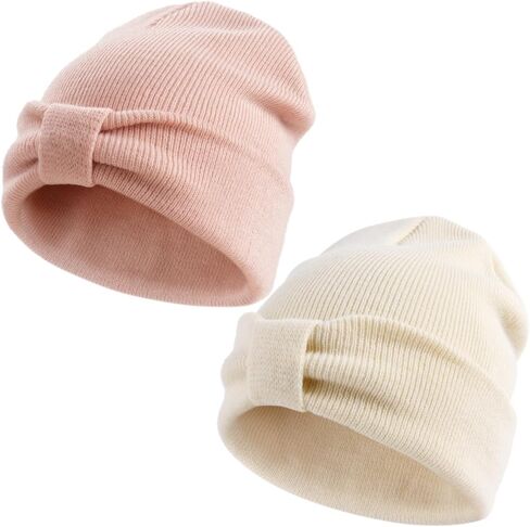 FURTALK Baby Beanie Winter Hat Knitted Warm Hat with Cute Bow Infant Toddler Cuffed Beanies in Kuwait