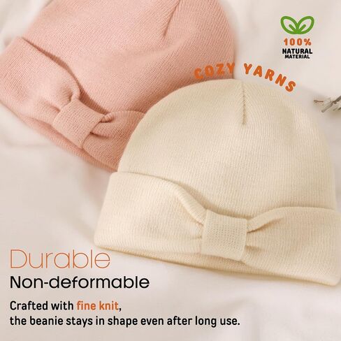 FURTALK Baby Beanie Winter Hat Knitted Warm Hat with Cute Bow Infant Toddler Cuffed Beanies in Kuwait