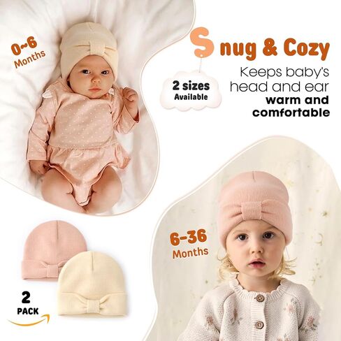 FURTALK Baby Beanie Winter Hat Knitted Warm Hat with Cute Bow Infant Toddler Cuffed Beanies in Kuwait