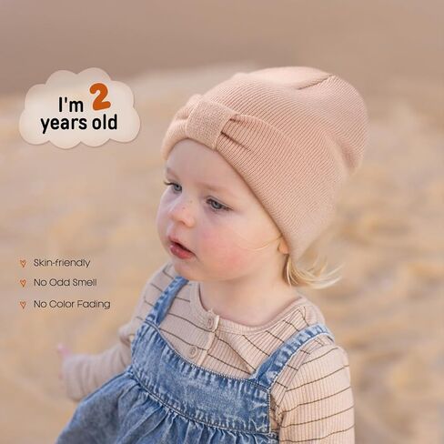FURTALK Baby Beanie Winter Hat Knitted Warm Hat with Cute Bow Infant Toddler Cuffed Beanies in Kuwait