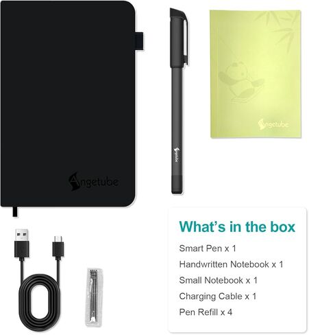 Angetube Smart Pen+Notebook: SmartPen مزامنة في الوقت الحقيقي لتخزين ورقمنة ومشاركة الملاحظات الورقية، قلم رقمي مثالي لتدوين الملاحظات واستخدام الرسم مع تطبيق Angetube Pen لنظامي Android وiOS in Kuwait