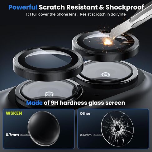 WSKEN for iPhone 16 Plus/iPhone 16 Camera Lens Protector - [Original Shooting Model] Shatterproof Ultra HD Tempered Metal Glass Camera Screen Protector Cover Film Accessories, Black Titanium in Saudi Arabia