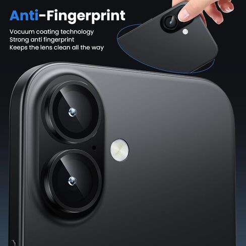 WSKEN for iPhone 16 Plus/iPhone 16 Camera Lens Protector - [Original Shooting Model] Shatterproof Ultra HD Tempered Metal Glass Camera Screen Protector Cover Film Accessories, Black Titanium in Saudi Arabia