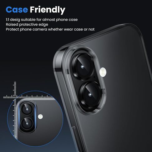 WSKEN for iPhone 16 Plus/iPhone 16 Camera Lens Protector - [Original Shooting Model] Shatterproof Ultra HD Tempered Metal Glass Camera Screen Protector Cover Film Accessories, Black Titanium in Saudi Arabia