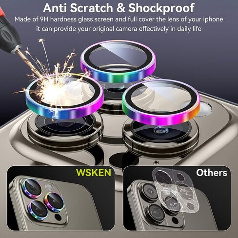 WSKEN for iPhone 16 Plus/iPhone 16 Camera Lens Protector - [Original Shooting Model] Shatterproof Ultra HD Tempered Metal Glass Camera Screen Protector Cover Film Accessories, Black Titanium in Kuwait
