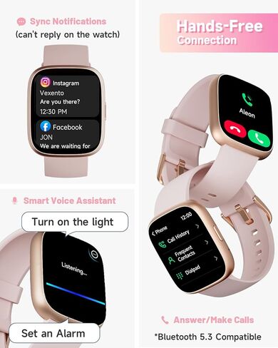 Smart Watch for Women, Alexa Built-in, Answer/Make Calls, 1.83" Fitness Tracker Watch with Heart Rate Monitor, Sleep Tracker, Pedometer, IP68 Waterproof, Smartwatch Compatible Android iOS in Saudi Arabia