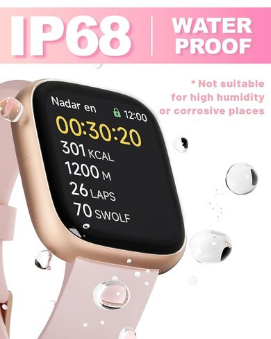 Smart Watch for Women, Alexa Built-in, Answer/Make Calls, 1.83" Fitness Tracker Watch with Heart Rate Monitor, Sleep Tracker, Pedometer, IP68 Waterproof, Smartwatch Compatible Android iOS in Saudi Arabia