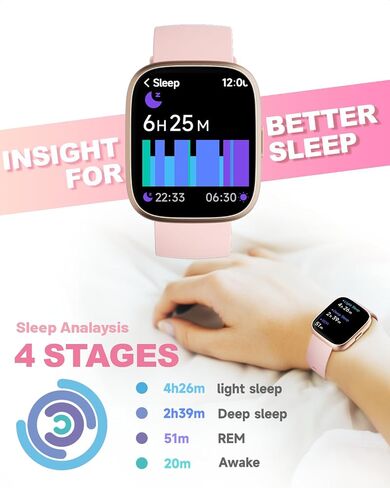 Smart Watch for Women, Alexa Built-in, Answer/Make Calls, 1.83" Fitness Tracker Watch with Heart Rate Monitor, Sleep Tracker, Pedometer, IP68 Waterproof, Smartwatch Compatible Android iOS in Saudi Arabia