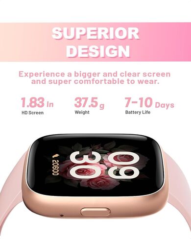 Smart Watch for Women, Alexa Built-in, Answer/Make Calls, 1.83" Fitness Tracker Watch with Heart Rate Monitor, Sleep Tracker, Pedometer, IP68 Waterproof, Smartwatch Compatible Android iOS in Saudi Arabia