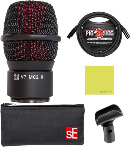 Liquid Audio sE Electronics V7 MC2 Mic Capsule for Sennheiser Wireless, Black Bundle w/Pig Hog PHM10 8mm Mic Cable Polishing Cloth in Saudi Arabia