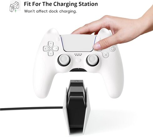 ELETIUO Cute Cat Ear Controller Silicone Case,Anti-Slip Soft Skin Controller Cover Compatible with Charging Station,Ergonomic Rubber Protector for PS5 Controller,White in Saudi Arabia