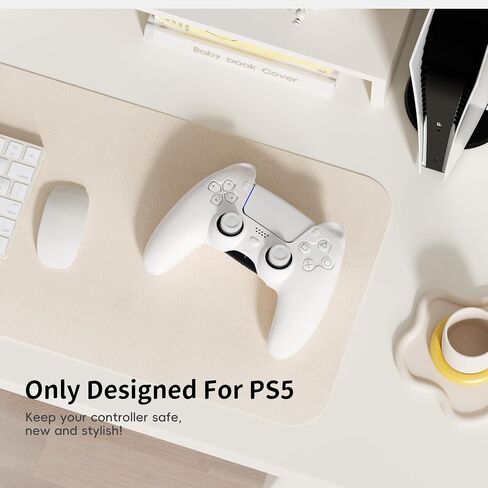 ELETIUO Cute Cat Ear Controller Silicone Case,Anti-Slip Soft Skin Controller Cover Compatible with Charging Station,Ergonomic Rubber Protector for PS5 Controller,White in Saudi Arabia
