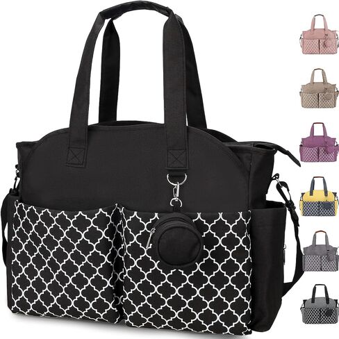 Baby Diaper Bag Tote for Girls and Boys with Pacifier Case, Large Tote Diaper Bag for Moms, Travel & Work, Stylish Mommy Bag for Hospital, Baby Shower Gifts, Black in Saudi Arabia