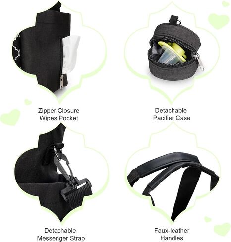 Baby Diaper Bag Tote for Girls and Boys with Pacifier Case, Large Tote Diaper Bag for Moms, Travel & Work, Stylish Mommy Bag for Hospital, Baby Shower Gifts, Black in Saudi Arabia