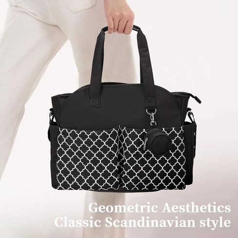 Baby Diaper Bag Tote for Girls and Boys with Pacifier Case, Large Tote Diaper Bag for Moms, Travel & Work, Stylish Mommy Bag for Hospital, Baby Shower Gifts, Black in Saudi Arabia