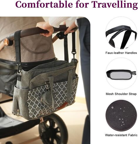 Baby Diaper Bag Tote for Girls and Boys with Pacifier Case, Large Tote Diaper Bag for Moms, Travel & Work, Stylish Mommy Bag for Hospital, Baby Shower Gifts, Black in Saudi Arabia