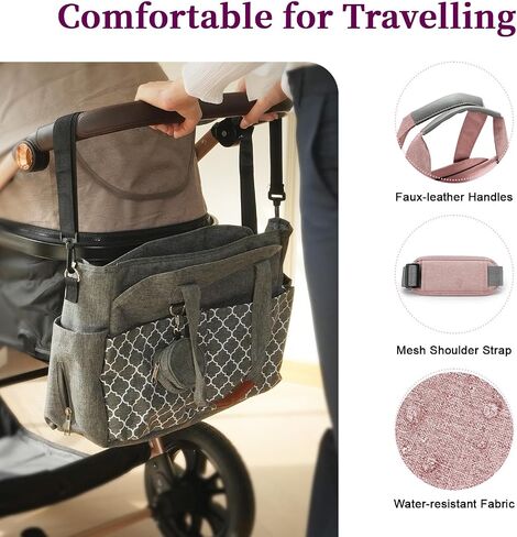 Baby Diaper Bag Tote for Girls and Boys with Pacifier Case, Large Tote Diaper Bag for Moms, Travel & Work, Stylish Mommy Bag for Hospital, Baby Shower Gifts, Black in Saudi Arabia