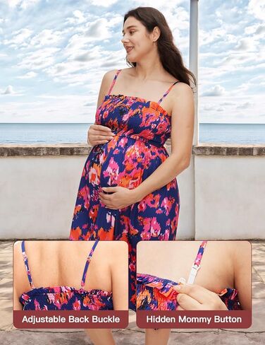 HOFISH Womens Sleeveless Spaghetti Strap Nursing Dress for Breastfeeding,Summer Casual Breastfeeding Dress in Saudi Arabia