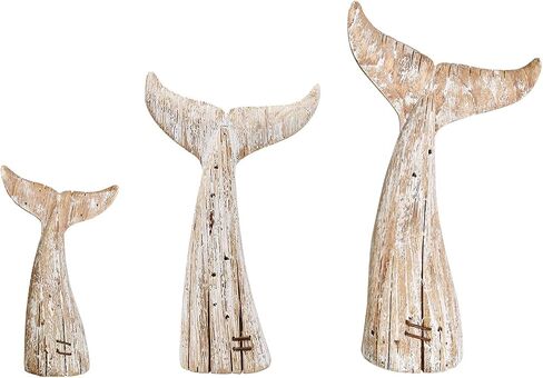 Wooden Whale Tail Decor, Decorative Nautical Whale Rustic Ocean Sea Beach Themed Whale Decoration, Handcrafted Tabletop Nautical Themed Home Decor Bathroom Decor (S) in Saudi Arabia