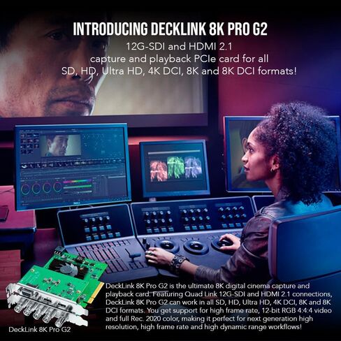 Blackmagic Design DeckLink 8K Pro G2 Capture Card Bundle with Pro Premium 6-Feet HDMI Cable with Ethernet (Silver, 2-Pack) and Pro 25-Feet SDI BNC to BNC Video Cable (2-Pack) (4 Items) in Saudi Arabia
