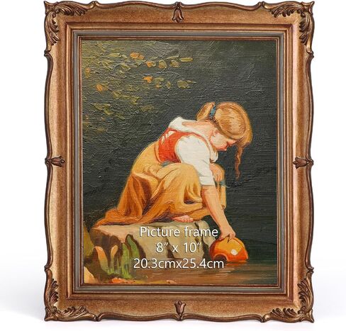 PHAREGE Vintage 5x7 Picture Frame, Ornate Gold 4x6 Picture Frame with Mat or 5x7 Photo Frame without Mat, Antique Decor for Tabletop or Wall Display, 1 Pack in Kuwait