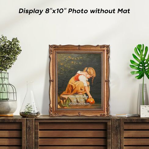 PHAREGE Vintage 5x7 Picture Frame, Ornate Gold 4x6 Picture Frame with Mat or 5x7 Photo Frame without Mat, Antique Decor for Tabletop or Wall Display, 1 Pack in Kuwait