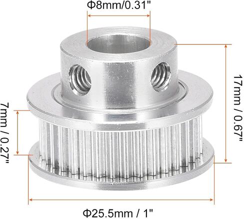 Timing Pulley Aluminium Synchronous Wheels with Screw [for 3D Printer 6mm Width Belts, CNC Machines] - 36 Teeth 10mm Bore/Silver Tone/2 Pcs in Saudi Arabia