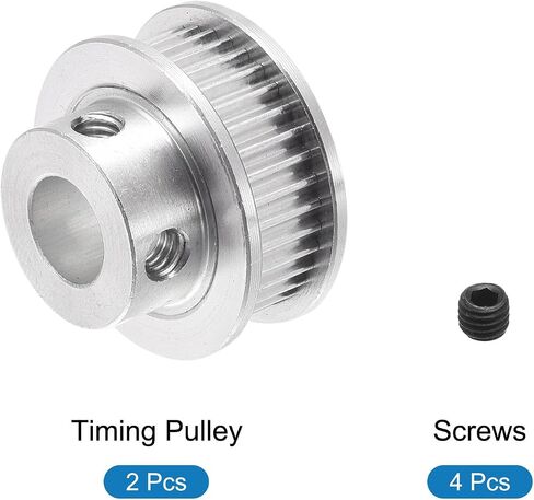 Timing Pulley Aluminium Synchronous Wheels with Screw [for 3D Printer 6mm Width Belts, CNC Machines] - 36 Teeth 10mm Bore/Silver Tone/2 Pcs in Saudi Arabia