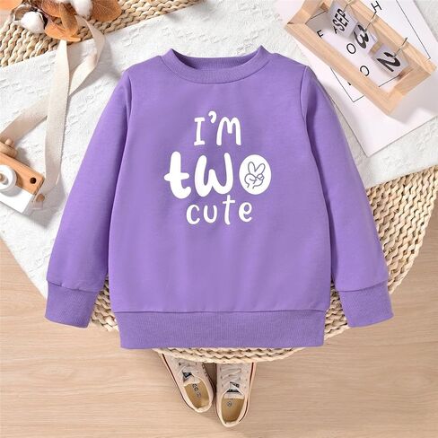 Toddler Girl 2nd Birthday Outfits Im Two Cute Sweatshirt 2 Year Old Birthday Girl Sweatshirt in Kuwait