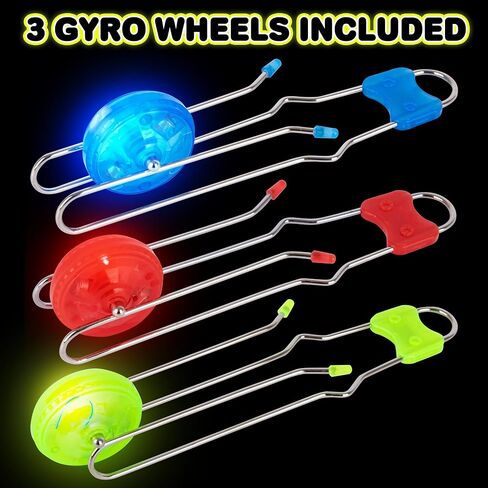ArtCreativity Retro Light Up Gyro Wheels Set for Kids- Includes 6, 8.5 Inch Rail Twisters, Mesmerizing Spinning and Lighting Effects Design- Top Fun Gift for Boys and Girls in Saudi Arabia