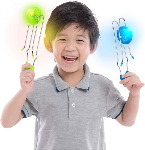 ArtCreativity Retro Light Up Gyro Wheels Set for Kids- Includes 6, 8.5 Inch Rail Twisters, Mesmerizing Spinning and Lighting Effects Design- Top Fun Gift for Boys and Girls in Saudi Arabia