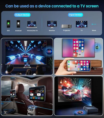 محول CarPlay/Android التلقائي AI Box 2.0 مع Netflix YouTube Tiktok، ترقية محول LED اللاسلكي Android Auto HDMI Dongle للهاتف إلى Miracast/بث الوسائط إلى السيارة/التلفزيون in Kuwait