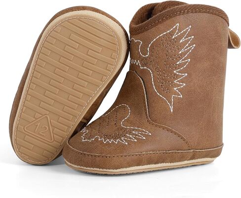 Infant Toddler Western Boots Cowgirl Cowboy Soft Rubber Sole Booties for Baby Girls Boys 3-18 Months in Saudi Arabia